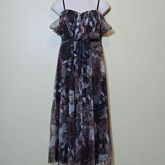 Lovely Grace Y2K Babydoll Maxi Dress XL Forest Fairy Whimsigoth Mesh Glitter - Picture 1 of 16